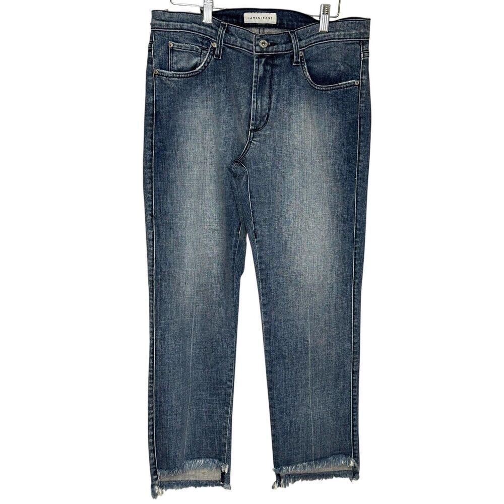 James Jeans Jeans Womens 29 Blue Hi-Lo Straight High Rise Stepped Hem Made USA